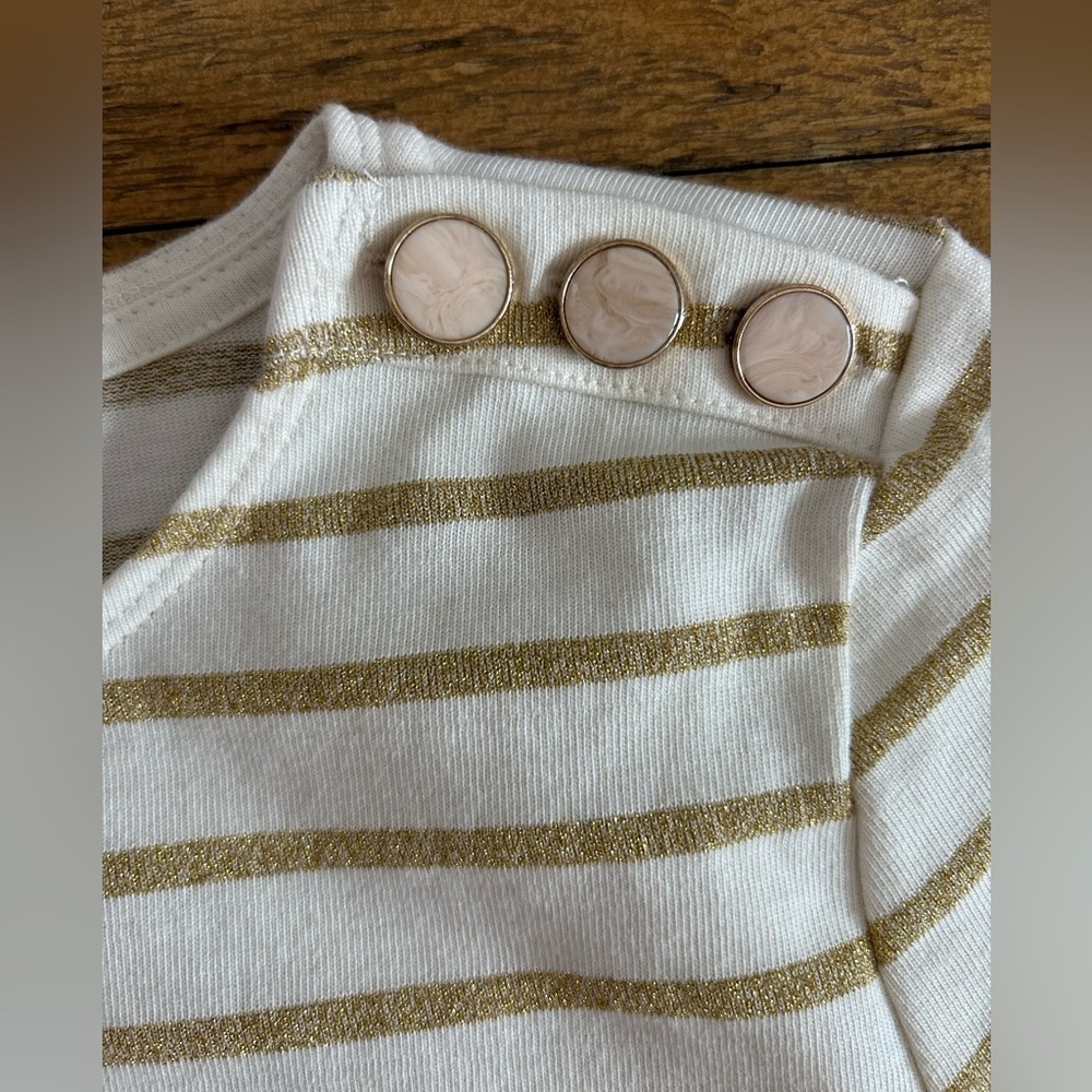 JCREW Artist Tee in Ivory and Gold stripes - Picture 7 of 10